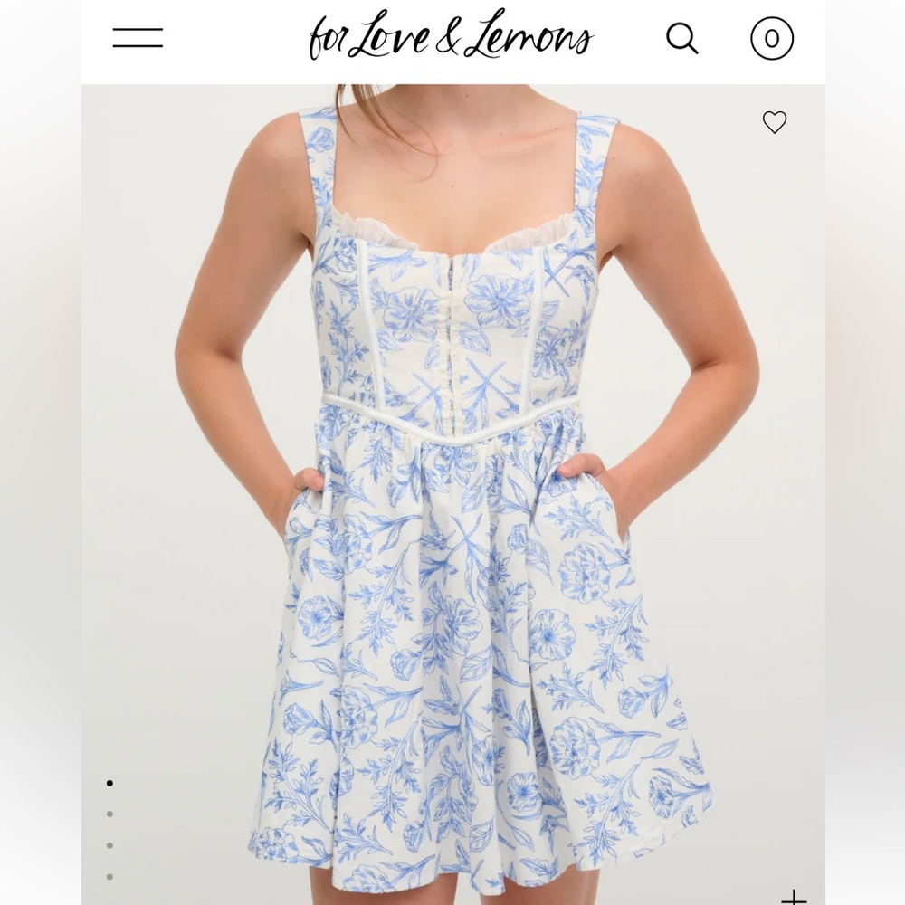 For Love And Lemons Blue and White Floral Mini Dress